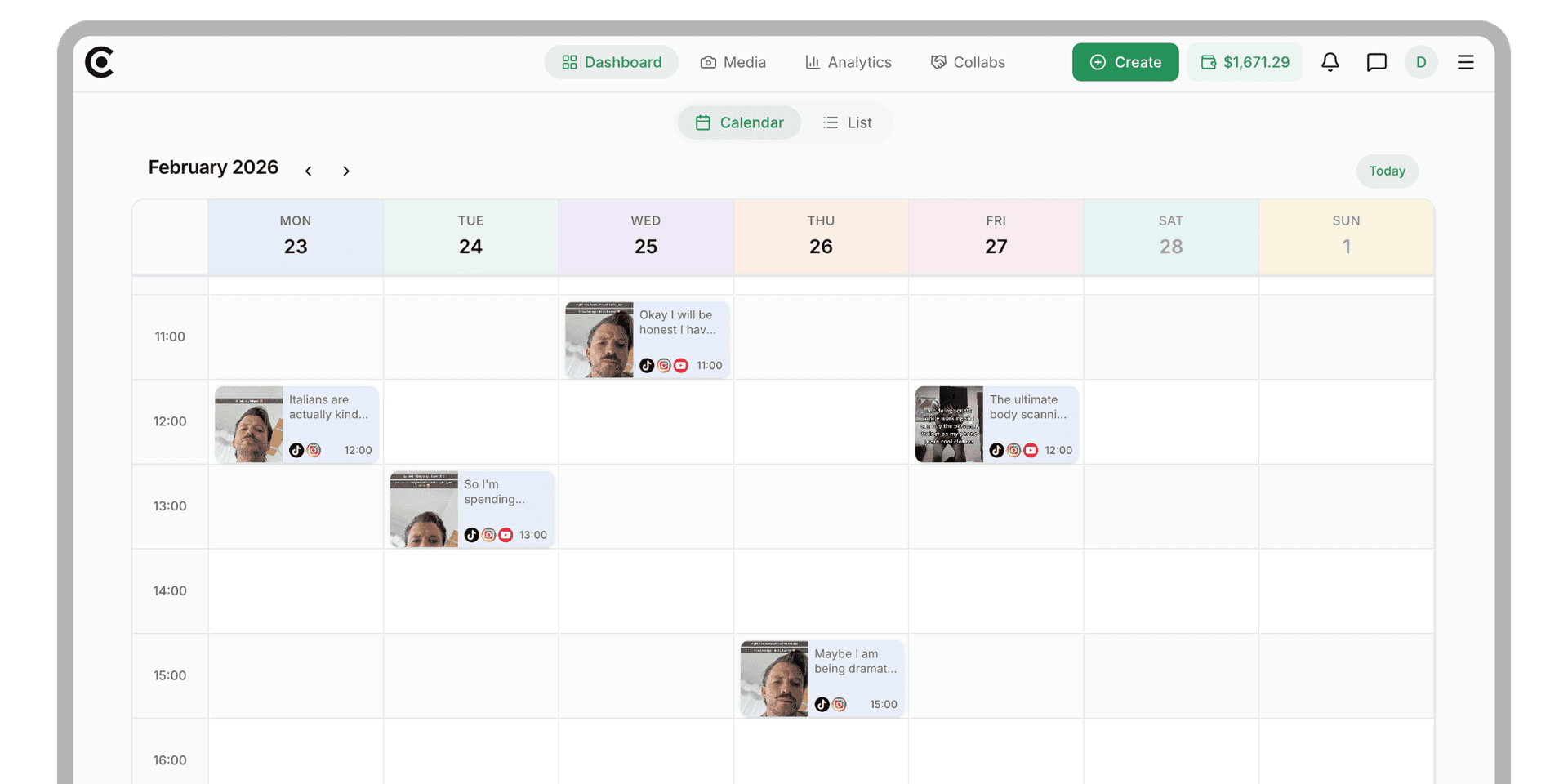 Flare campaign dashboard tracking creator performance across platforms